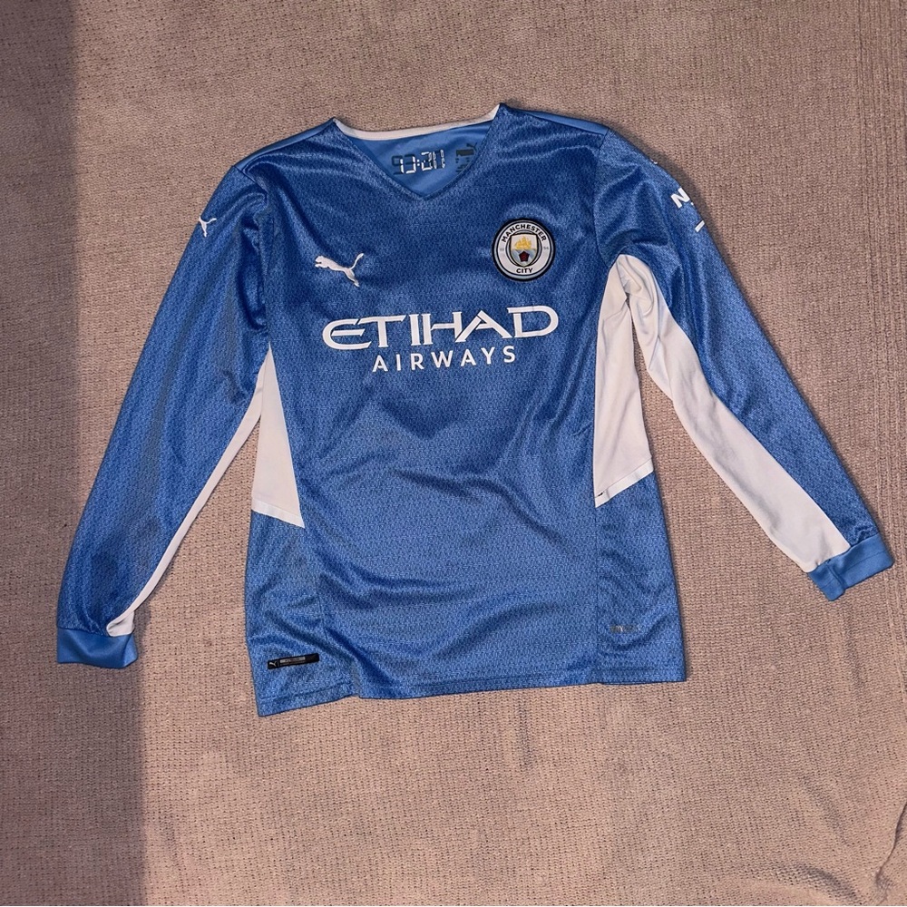 PUMA Manchester City Long Sleeve Soccer Jersey in Blue, Size M